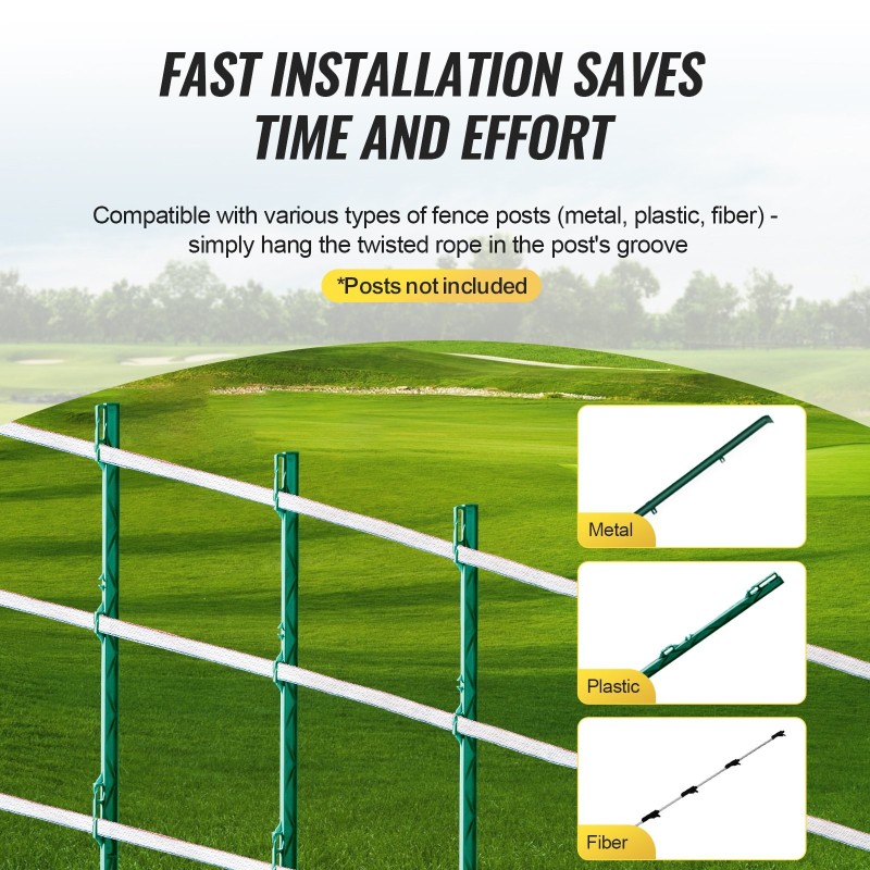 Sähköinen aitausnauha korkeatiheyspolyeteeni 500 metriä 19 millimetriä 6 ruostumatonta teräslankaa