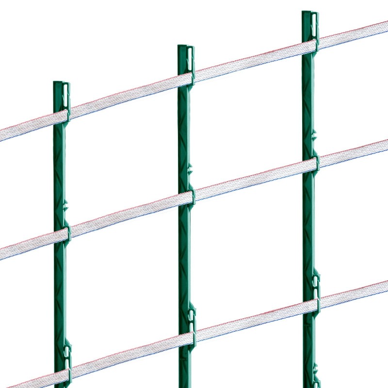 Sähköinen aitausnauha korkeatiheyspolyeteeni 500 metriä 19 millimetriä 6 ruostumatonta teräslankaa