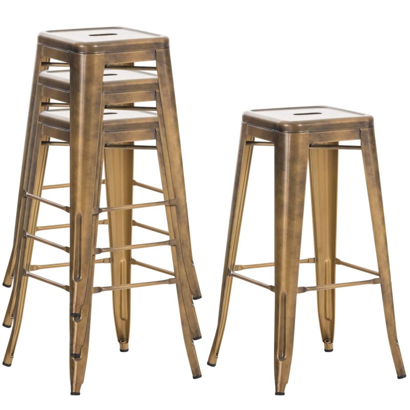 Pinottavat metalliset Joshua-baarijakkarat 4 kpl teolliseen tyyliin