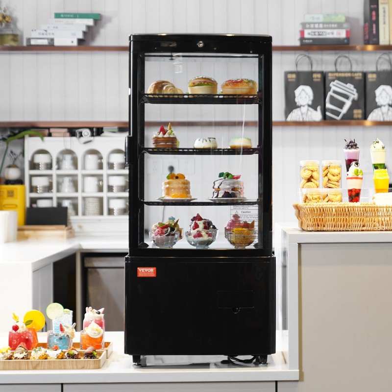 Työtasolle sijoitettava kylmävitriini 85 l 3 hyllytasoa LED-valaistus lukittava ovi