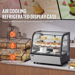 Kylmävitriini ruostumatonta terästä ja karkaistua lasia 115 l 2-tasoinen LED-valaistus leipomoille