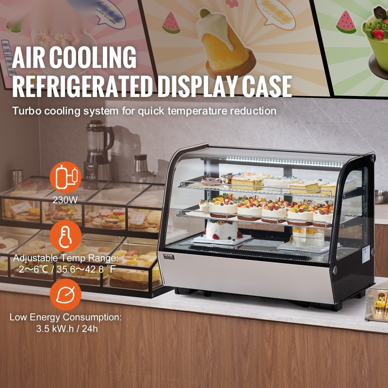 Tasomallinen jäävitriini 146 l ruostumaton teräs 2 säädettävää tasoa ilmakylmäjärjestelmä leipomoille