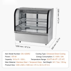 Kylmävitriini 505 l kaksitasoinen leivonnaisille suora jäähdytys LED-valaistus pyörillä