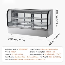 Jäähdytetty esillepanokaappi 901 l 4 säädettävää tasoa LED-valaistus pyörillä