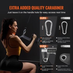 Taljavetotankosarja 5 osaa teräsrunko kumipäällysteiset kahvat karabiinihakasilla