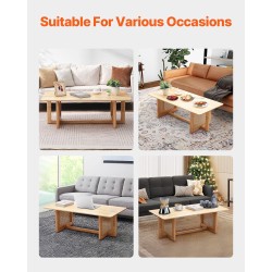 Sohvapöytä suorakulmainen kumipuutasolla ja rottinkialatasolla 120 senttimetriä leveä