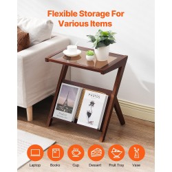 Sohvapöytä Z-muotoinen karkaistulla lasikannella bambujaloilla rottinkipunoksella 1-tasoinen pähkinänvärinen