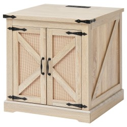 Suorakulmainen sohvapöytä PE rottinki MDF runko 2 kerroksinen säilytys pistorasialla