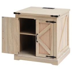 Suorakulmainen sohvapöytä PE-rottinki MDF-runko 2-kerroksinen säilytys pistorasialla