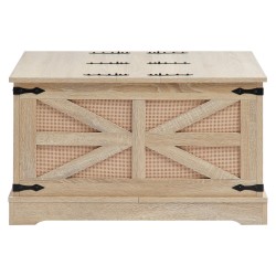 Sohvapöytä suorakulmainen PE-rottinkinen MDF-kannella kaksitasoinen säilytystilalla 80 cm