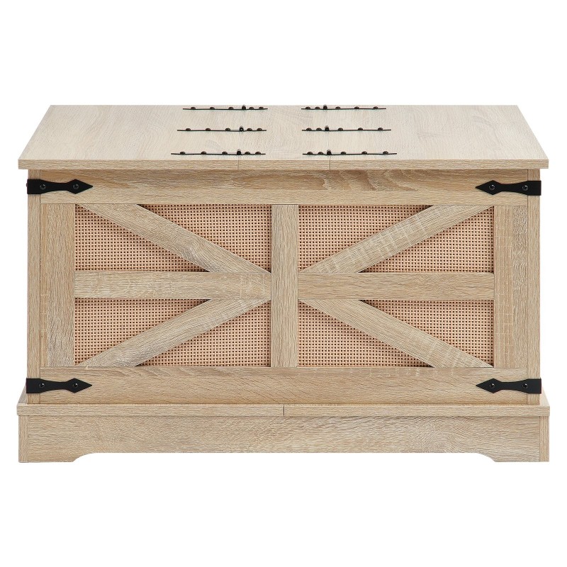 Sohvapöytä suorakulmainen PE-rottinkinen MDF-kannella kaksitasoinen säilytystilalla 80 cm