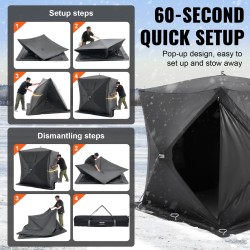 Jääkalastusteltta pop-up-rakenne 300D Oxford-kangas 2,3x2,3 m 3–4 henkilölle musta