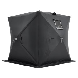 Jääkalastusteltta pop-up-rakenne 300D Oxford-kangas 2,3x2,3 m 3–4 henkilölle musta