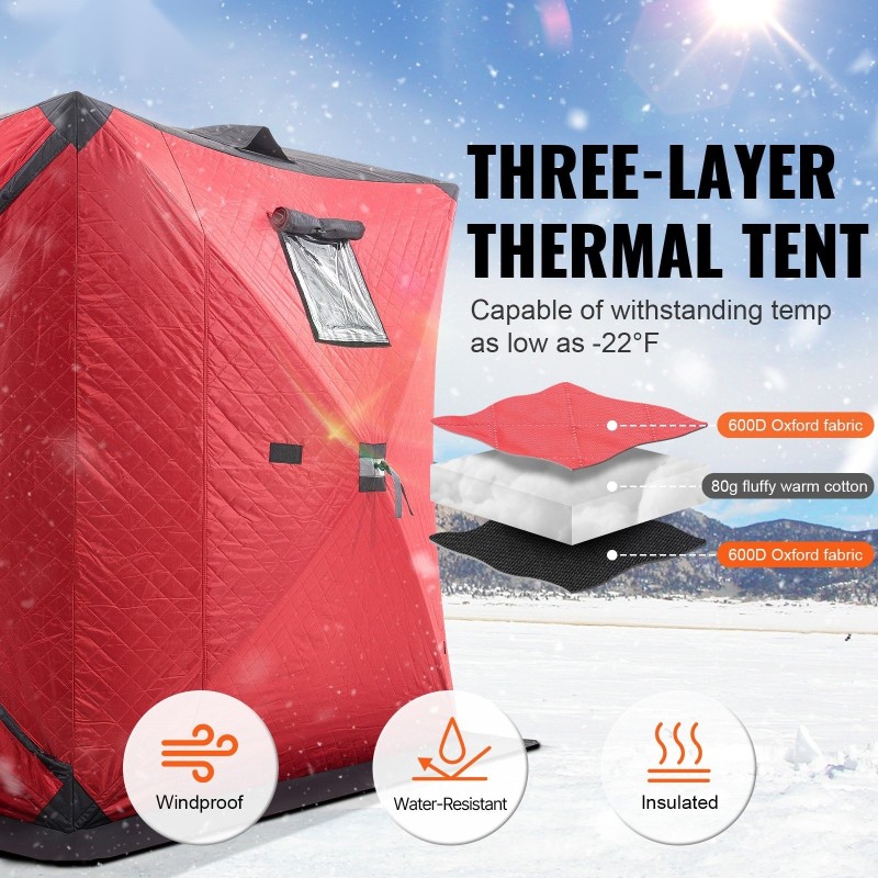 Pilkkiteltta 600D Oxford-kangas 3–4 henkilölle 1,8 x 1,8 m