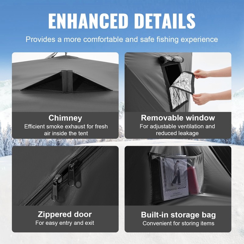 Kokoontaittuva jääkalastusteltta 300D Oxford kangas 6–8 henkilölle 70 neliöjalkaa nopeasti avautuva