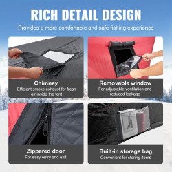 Jääkalastusteltta eristetty 600D Oxford-kangas 3,3 m x 3,3 m 6–8 hengelle