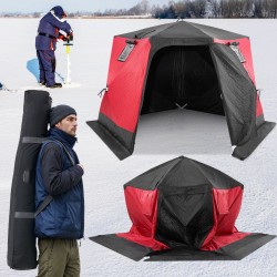 Jääkalastusteltta eristetty 600D Oxford-kangas 3,3 m x 3,3 m 6–8 hengelle