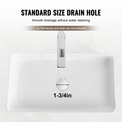 Malja-allas keraaminen suorakulmainen 609x351x112mm valkoinen tason päälle asennettava