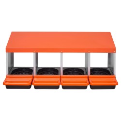 4 osastoinen kanalapylly sinkitty teräs ja lujatekoinen muovi mitat 1060x525x475 mm eri kanaroduille