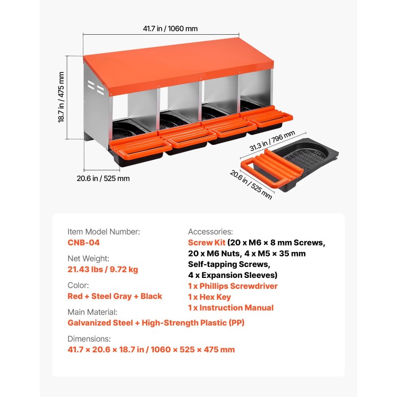 4-osastoinen kanalapylly sinkitty teräs ja lujatekoinen muovi mitat 1060x525x475 mm eri kanaroduille
