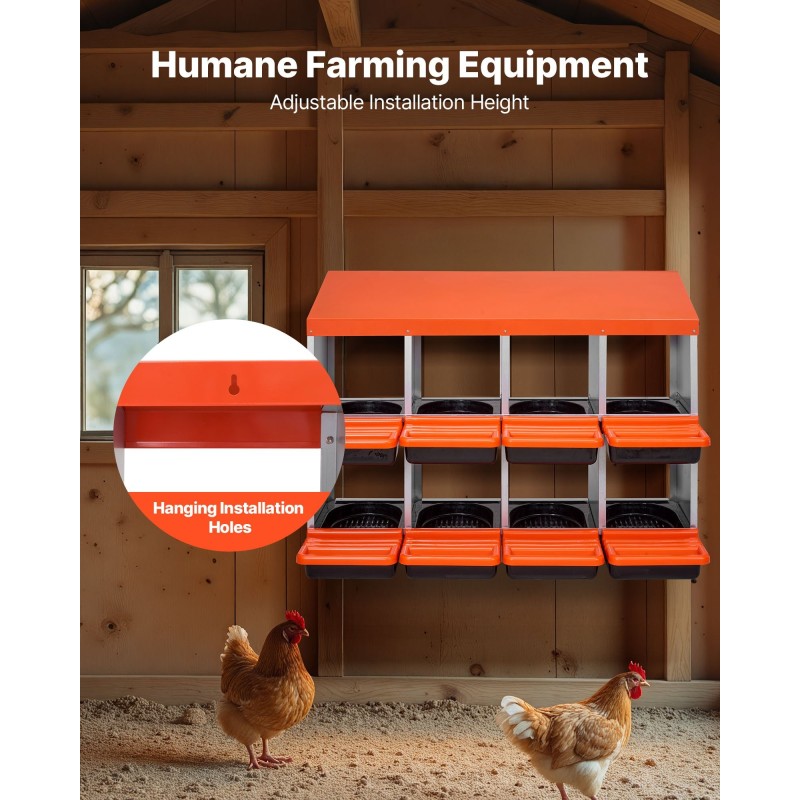 Kanan 8-osastoinen pesälaatikko galvanoitua terästä ja lujamuovia kallistuvilla pesillä