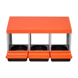 3 osastoinen kana ja munintapesä galvanoidusta teräksestä ja polypropeenista 15 30 kanalle