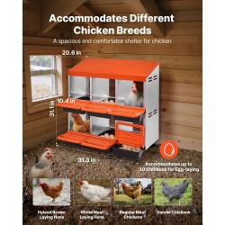 Munintapesä siipikarjalle kaksitasoinen 6 lokeroa galvanoitu teräs lujamuovi kallistettu pohja