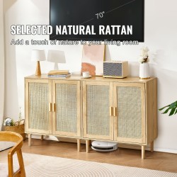 Rottinkikaappi kaksi kappaletta luonnollinen rottinki melamiinirunko neljä magneettilukollista ovea säädettävät hyllyt