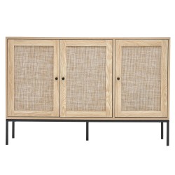 Rottinkikaappi muovirottinkiovilla MDF ja rautarunko 1200x360x800 mm 3 magneettiovea säädettävät hyllyt