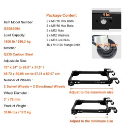 Säädettävä siirtoalusta Q235-hiiliteräs 680 kg kantavuus 457–673 x 609–801 mm