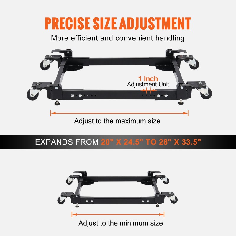 Siirrettävä teräsalusta säädettävä 508–711×622–850 mm 680 kg 4 lukittavaa kääntöpyörää
