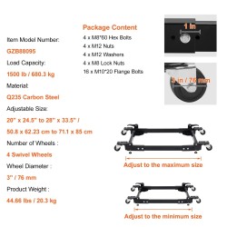 Siirrettävä teräsalusta säädettävä 508–711×622–850 mm 680 kg 4 lukittavaa kääntöpyörää