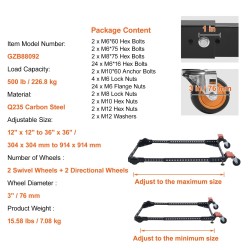 Säädettävä siirtoalusta Q235-hiiliteräs 226,8 kg kantavuus 304–914 mm
