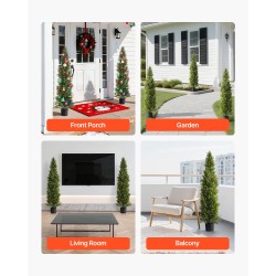 Tekokatajapuut 2 kpl 1524 mm polyeteenilehdet rautarunko sementtijalustalla ulkokäyttöön