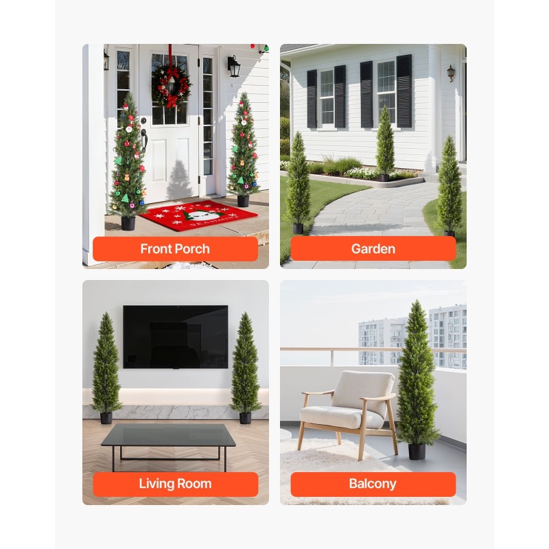 Tekokatajapuut 2 kpl 1524 mm polyeteenilehdet rautarunko sementtijalustalla ulkokäyttöön