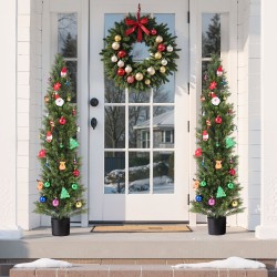 Tekokatajapuut 2 kpl 1524 mm polyeteenilehdet rautarunko sementtijalustalla ulkokäyttöön