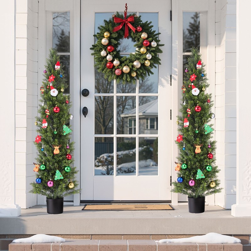 Tekokatajapuut 2 kpl 1524 mm polyeteenilehdet rautarunko sementtijalustalla ulkokäyttöön