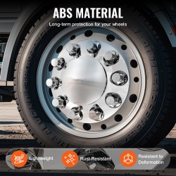 Akselinsuojakupit ABS-muoviset hopeanväriset 20, 22,5, 24,5 tuuman vanteille 2 etu 4 taka