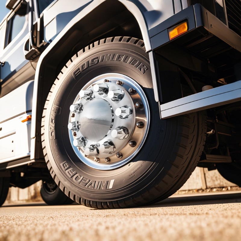 Akselinsuojakupit ABS-muoviset hopeanväriset 20, 22,5, 24,5 tuuman vanteille 2 etu 4 taka