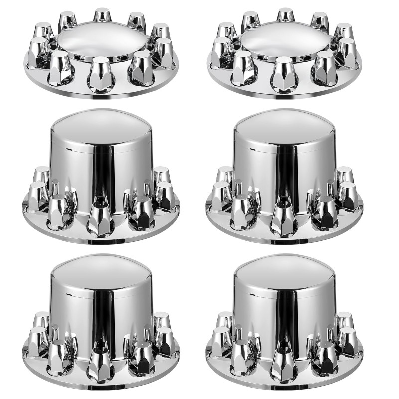 Akselinsuojakupit ABS-muoviset hopeanväriset 20, 22,5, 24,5 tuuman vanteille 2 etu 4 taka