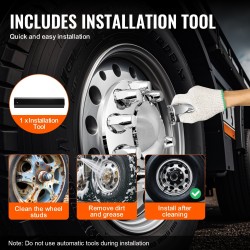 Etuakselin vanteen suojasarja ABS-muovia 10-reikäisille 20/22,5/24,5 tuuman vanteille kirkas hopea