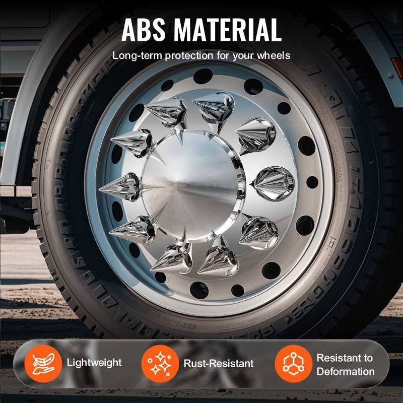 Akselinsuojasarja ABS hopeanvärinen piikkimallinen 2 etu ja 4 taka 10-reikäisille vanteille