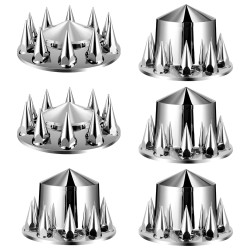 Akselinsuojasarja ABS hopeanvärinen piikkimallinen 2 etu ja 4 taka 10-reikäisille vanteille