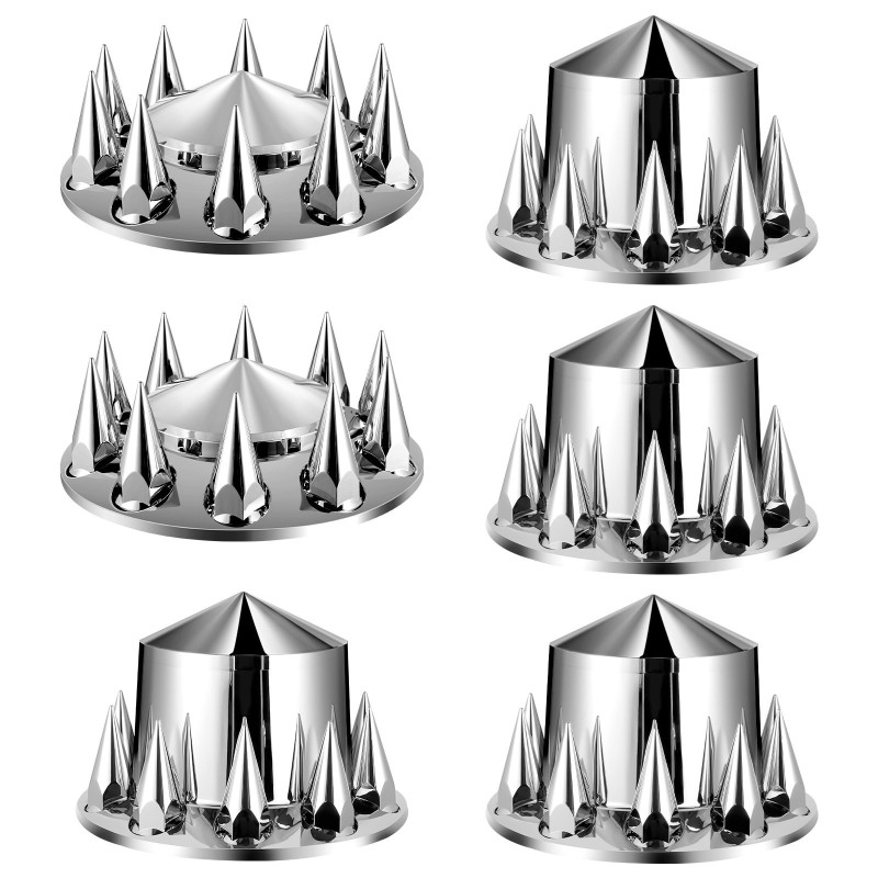 Akselinsuojasarja ABS hopeanvärinen piikkimallinen 2 etu ja 4 taka 10-reikäisille vanteille