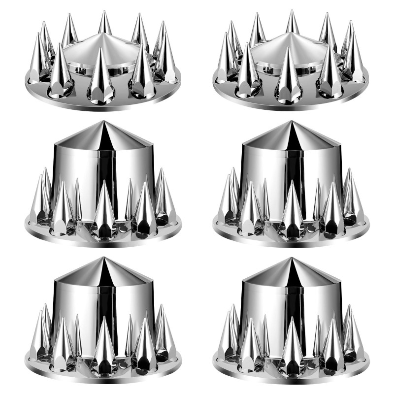 Akselinsuojasarja ABS hopeanvärinen piikkimallinen 2 etu ja 4 taka 10-reikäisille vanteille