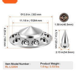 Etuakselin piikkimäinen vannekehä ja mutterinsuojat ABS 10-reikäisille vanteille