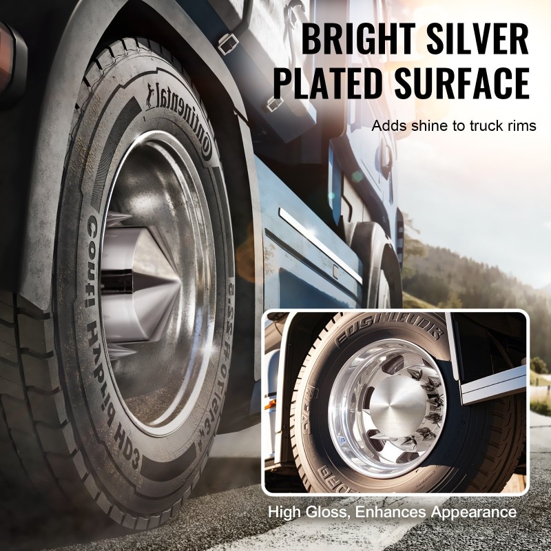 Takapyörän akselinsuojasarja ABS-muovi kirkas hopea 10-reikäisille vanteille 11,25 tuuman pulttijako