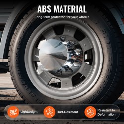 Takapyörän akselinsuojasarja ABS-muovi kirkas hopea 10-reikäisille vanteille 11,25 tuuman pulttijako