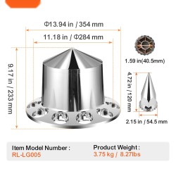 Takapyörän akselinsuojasarja ABS-muovi kirkas hopea 10-reikäisille vanteille 11,25 tuuman pulttijako