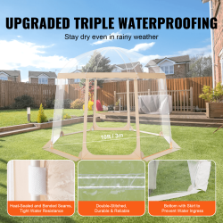 Urheiluteltta läpinäkyvä PVC 3 x 3 m säänkestävä 4–8 hengelle